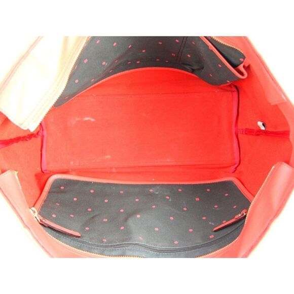 LRG Kate Spade NY BROWN CANVAS PINK LEATHER TRIM TOTE SHOULDER BAG HANDBAG PURSE - Picture 8 of 13